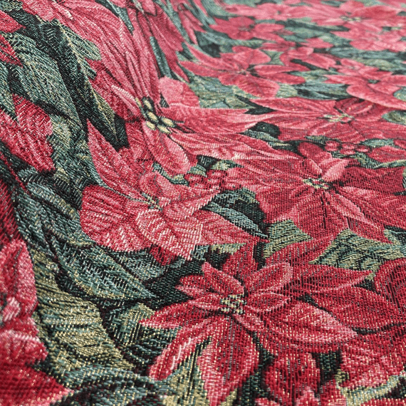 Red Poinsettia - Cotton Mix Tapestry Fabric