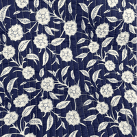 Reversible Quilted Cotton Fabrics Blue and White Floral Stripes