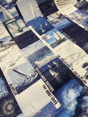 ROYAL YACHT Navy and Grey Outdoor Fabric