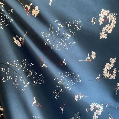 Satin Baby pink flowers on Blue