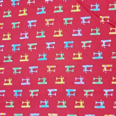 Sewing Machine - Dress Craft Cotton Fabric - Red