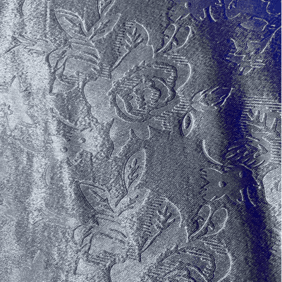 Sky Blue Flower Imprinted Satin Polyester Dress Fabric