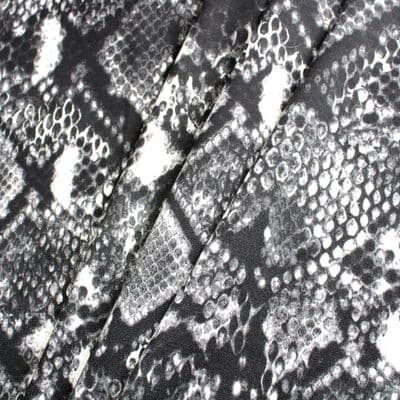 Snake Print Stretch Polyester Jersey  Dress Fabric - Black White