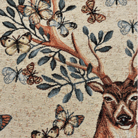 Stag Deer Butterfly - Cotton Mix Tapestry Fabric