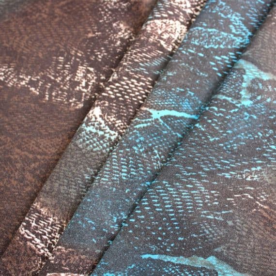 Stretch Jersey Polyester Dress Fabric -  Brown Blue Fade