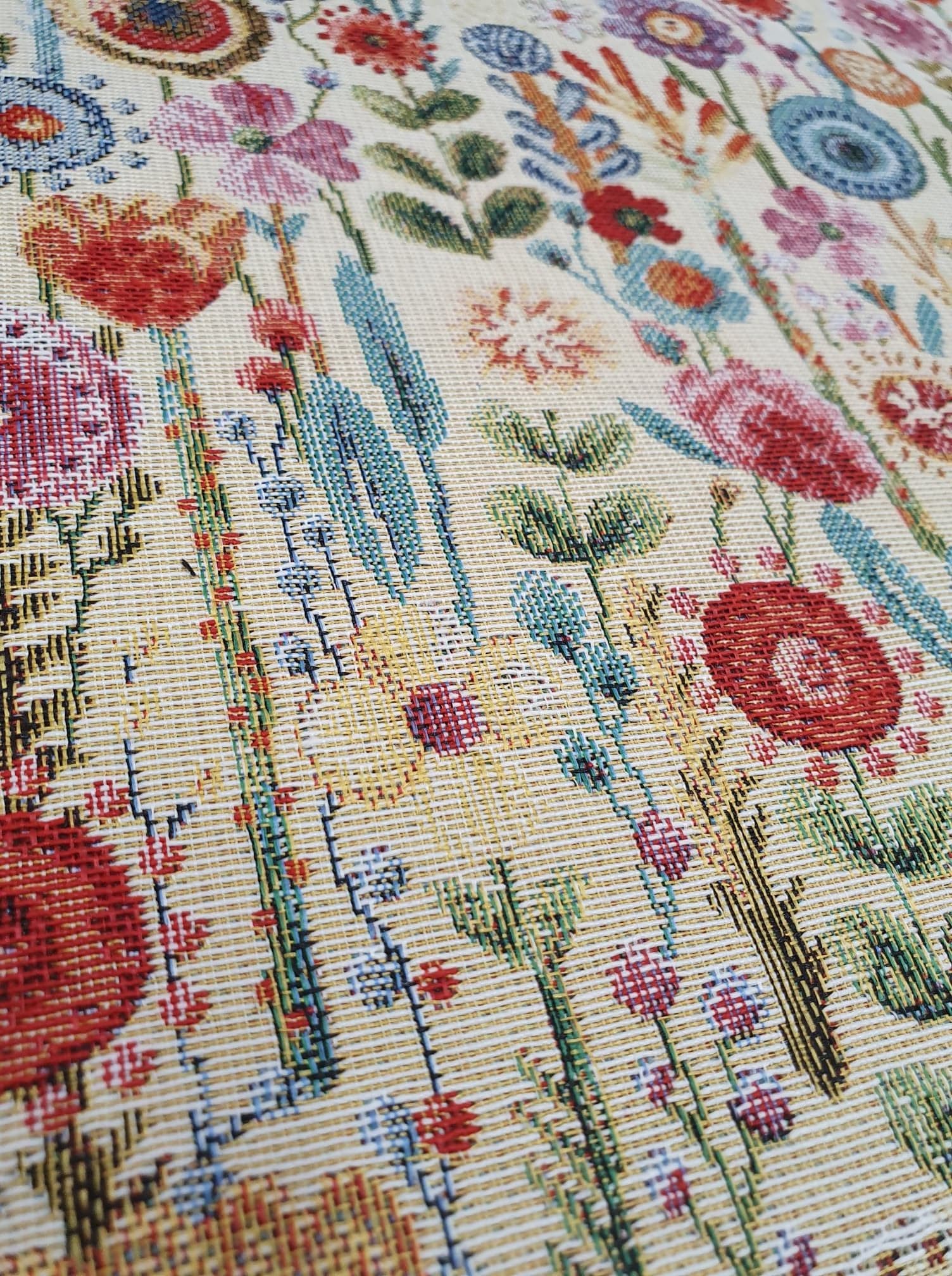 Tapestry Fabric Curtains Upholstery Cotton Mix KEW GARDENS FLORAL