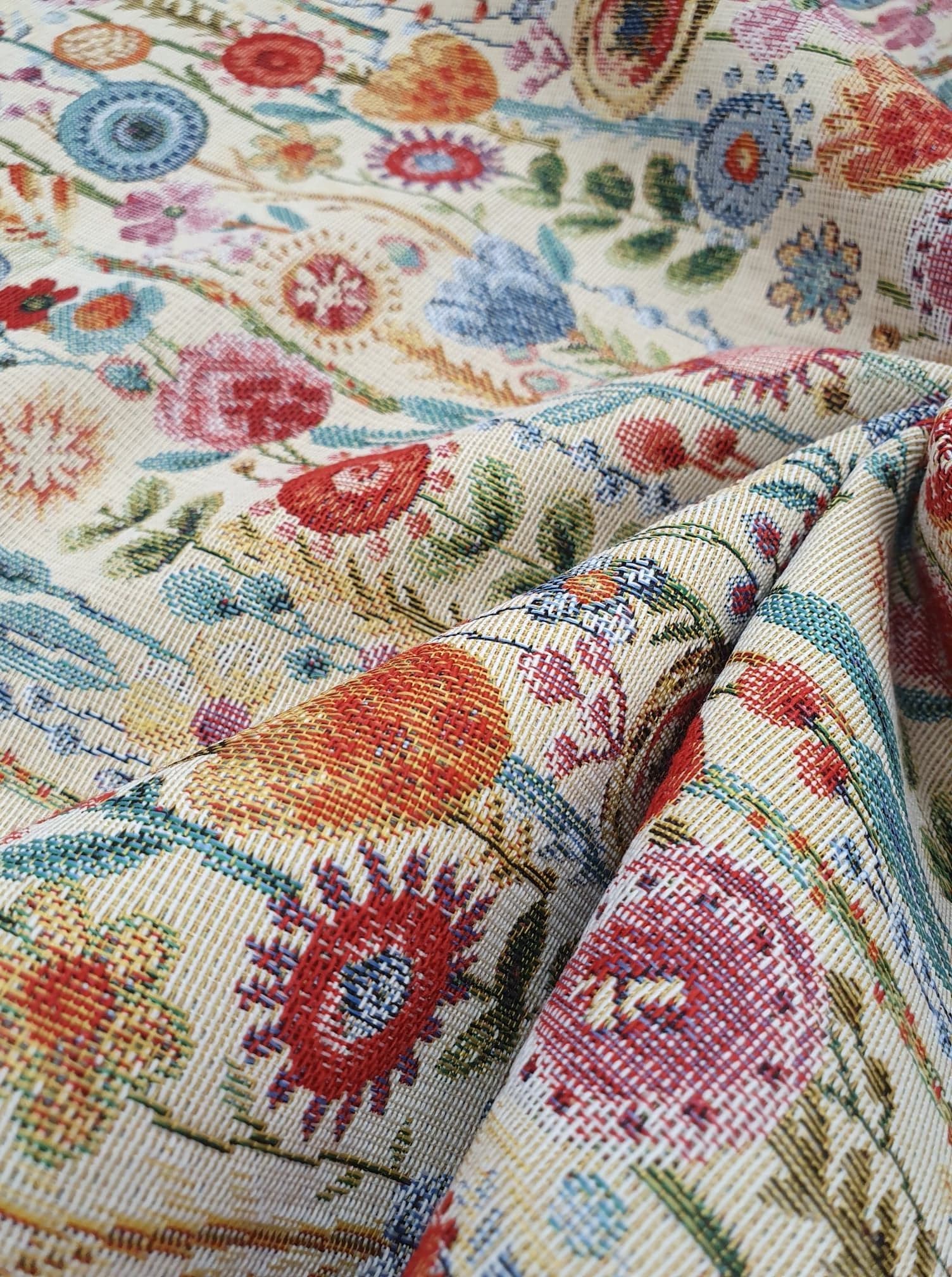 Tapestry Fabric Curtains Upholstery Cotton Mix KEW GARDENS FLORAL