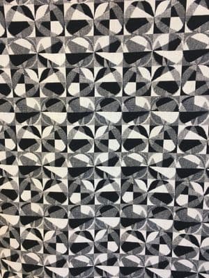 Tapestry Fabric - Curtains Upholstery Cotton Mix - Little Eclipse Black White