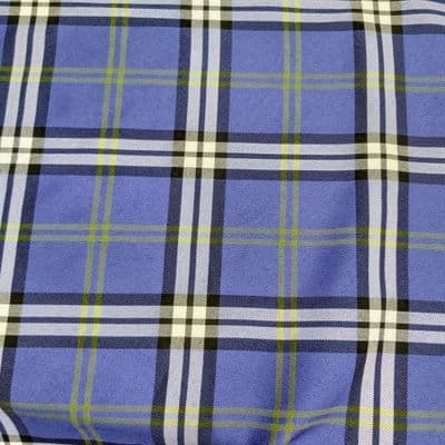 Tartan  - Dress Craft Polyester Fabric  - Blue Black and Yellow