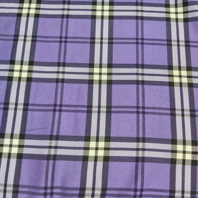 Tartan - Dress Craft Polyester Fabric  - Purple Black and White