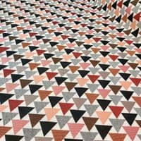 Triangles Red Brown White - Cotton Mix Tapestry Fabric