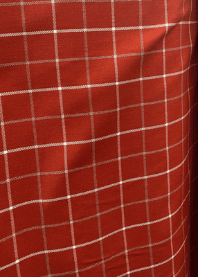 Upholstery Polyester Mix Fabric - White Check on Red