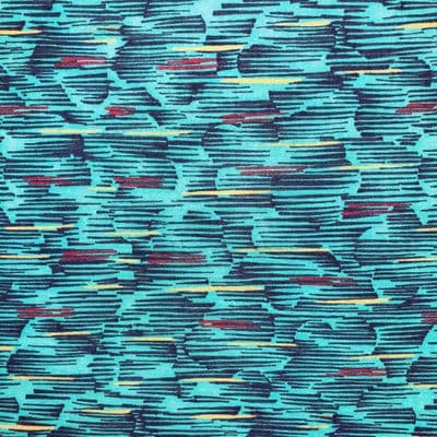 VINTAGE COTTON: Abstract Brush Strokes on Blue