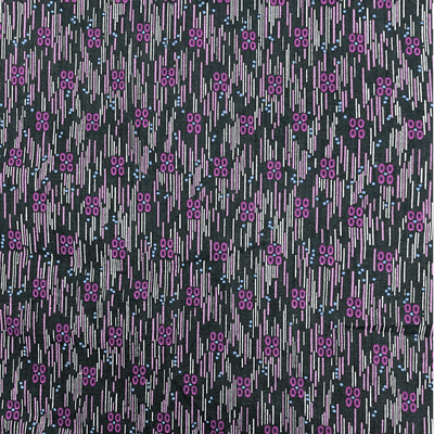 VINTAGE COTTON: Abstract Retro Purple Lines on Black