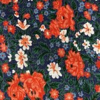 VINTAGE COTTON : Bold Floral on Royal Blue