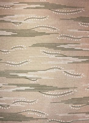 VINTAGE COTTON: Khaki Linear Foliage on Beige