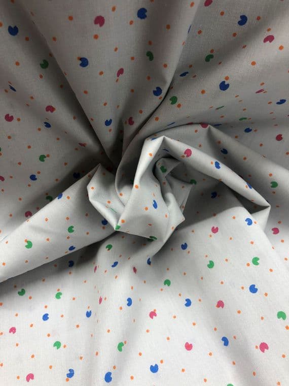 VINTAGE COTTON: Multicoloured Retro Print on Beige