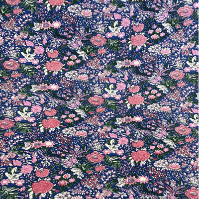 VINTAGE COTTON: Pink Florals on Blue