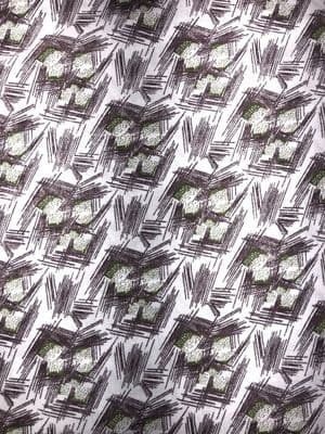 VINTAGE COTTON: Retro Linear Design, Brown and Green