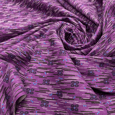VINTAGE COTTON: Retro Linear Design on Purple