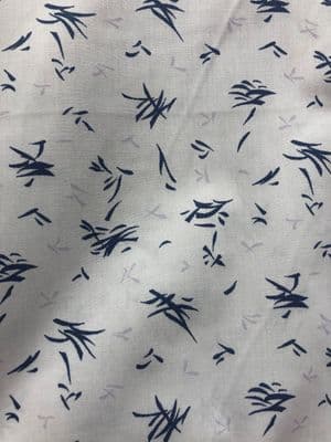 VINTAGE COTTONS: Oriental Brush Stokes Navy on White