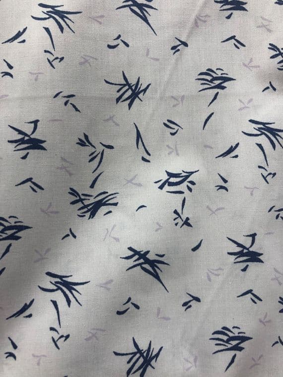 VINTAGE COTTONS: Oriental Brush Stokes Navy on White