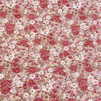 VINTAGE COTTONS: White & Red Ditsy Floral on Pink