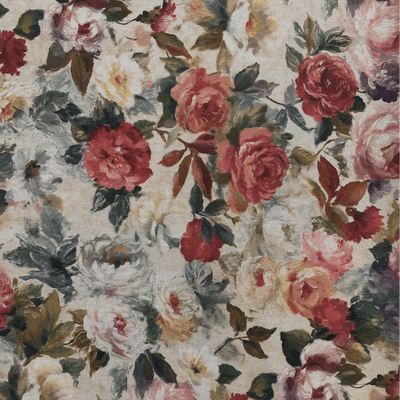 Vintage Floral Cotton Polyester Soft Furnishing Fabric