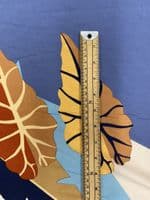 Viscose Dress Fabric - Geometric with Leaves in Blue and Orange