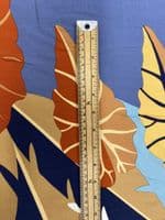 Viscose Dress Fabric - Geometric with Leaves in Blue and Orange