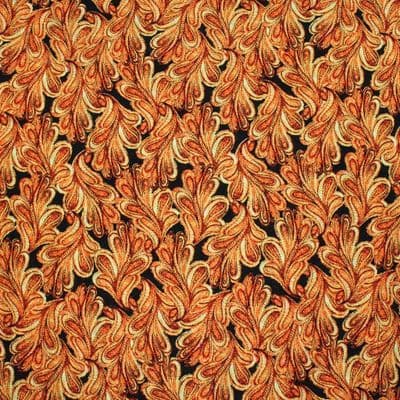 Viscose Dress Fabric - Golden Swirls on Black