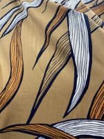 Viscose Dress Fabric - Orange, Cream & Natural Leaves on Tan