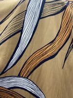 Viscose Dress Fabric - Orange, Cream & Natural Leaves on Tan