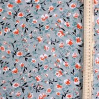 Viscose Dress Fabric - Orange Floral on Grey