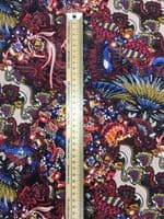 Viscose Dress Fabric - Primary Colours Bold Paisley on Black