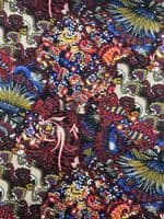 Viscose Dress Fabric - Primary Colours Bold Paisley on Black