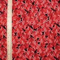 Viscose Dress Fabric - Red Swirls on Black