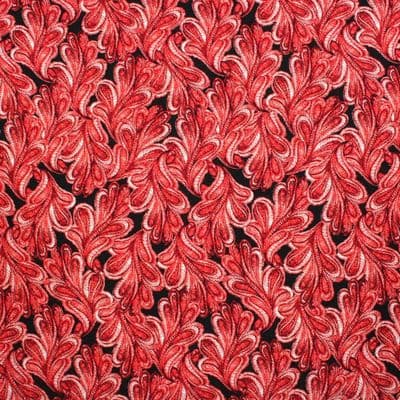 Viscose Dress Fabric - Red Swirls on Black