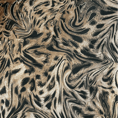 Warm Gold Animal Print Stretch Polyester Velvet