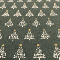White Christmas Trees on Green  - 100% Cotton Printed Fabric