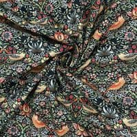 William Morris Strawberry Thief Ebony - 100% Cotton  Dressmaking Craft Fabric