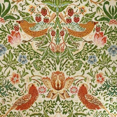 William Morris Strawberry Thief Natural - Cotton Mix Tapestry Fabric