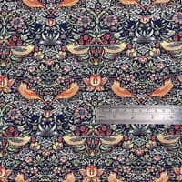 William Morris Strawberry Thief Navy - 100% Cotton  Dressmaking Craft Fabric