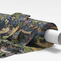 William Morris Strawberry Thief Navy Furnishings Cotton