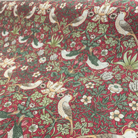 William Morris Strawberry Thief Red 100% Cotton Curtain