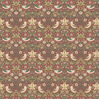 William Morris Strawberry Thief Red 100% Cotton Curtain
