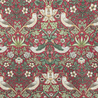 William Morris Strawberry Thief Red 100% Cotton Curtain