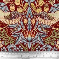 William Morris Strawberry Thief Wine Red - Cotton Mix Tapestry Fabric