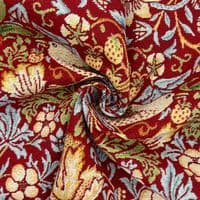 William Morris Strawberry Thief Wine Red - Cotton Mix Tapestry Fabric