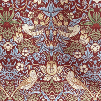 William Morris Strawberry Thief Wine Red - Cotton Mix Tapestry Fabric